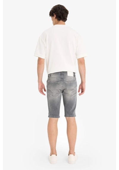 Defacto Slim Fit Dar Kesim Jean Bermuda Şort F4692ax25smnm18 Gri