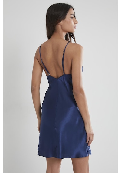 Pierre Cardin Saten Dantelli Gecelik - 624 Lacivert