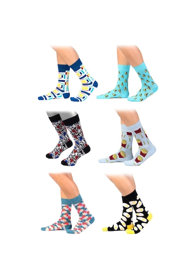 Ozzy Socks Erkek Beyaz Organik Pamuklu Dikişsiz Desenli 6' Lı Çorap Çok Renkli
