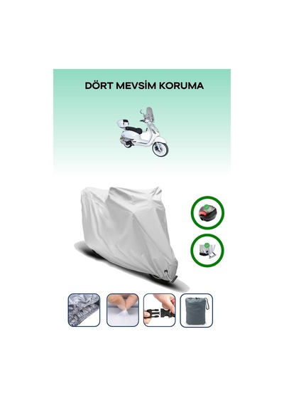 Gri Arka Çanta Ve Kilit Uyumlu Arora Safari 50 Uyumlu Motor Brandası
