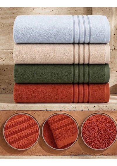 4 Lü Yumuşak Dokulu & Hızlı Kuruyan Çok Amaçlı Aile El Ve Yüz Havlusu Seti 50x85 Cm Çok Renkli