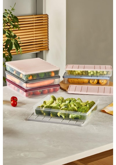 Selka Home 6 Adet 2,5 Lt. Nora Organizer Buzdolabı Buzluk Düzenleyici Saklama Kabı