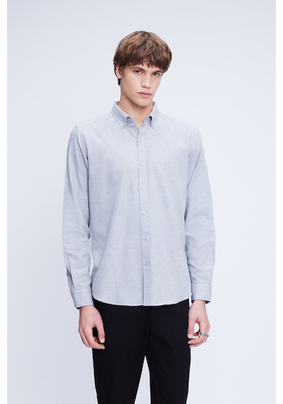 Hatemoğlu Gri Slim Fit Uzun Kol Düğmeli Yaka Flanel Gömlek 24d190000055 007 Gri Hatemoğlu Gri Slim Fit Uzun Kol Düğmeli Yaka Flanel Gömlek 24d190000055 007 Gri