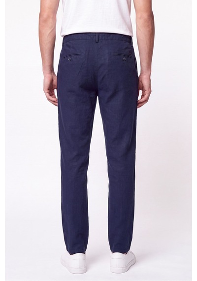 Comfort Fit Beli Lastikli %100 Keten Lacivert Pantolon P 1215