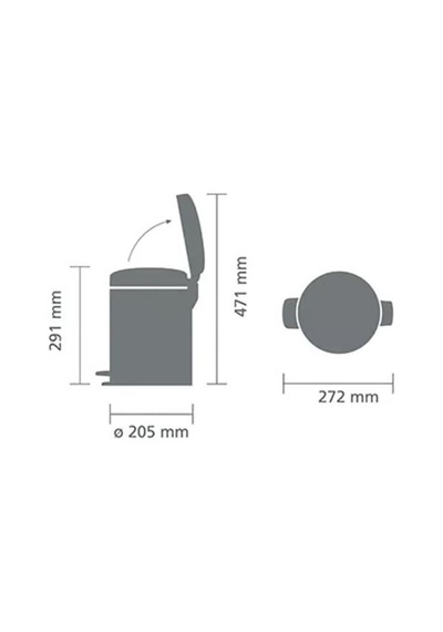 Brabantia Çöp Kutusu 5 Litre Newicon Pedallı Confident Grey 233463 Diğer