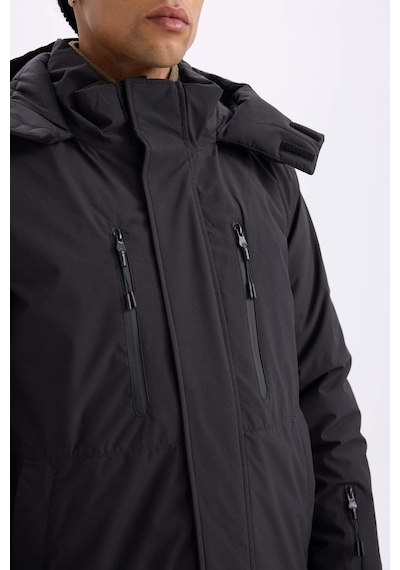DeFactoFit Sıcak Tutan Kayak Montu Su İtici Rüzgar Geçirmez Kapüşonlu Polar Astarlı Ultra Korumalı D1822AX24WNBK81