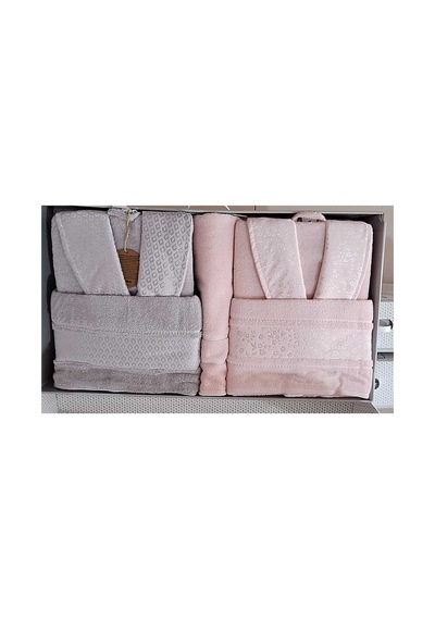 Camelıa Happy Set Bornoz Takımı Gri/pembe