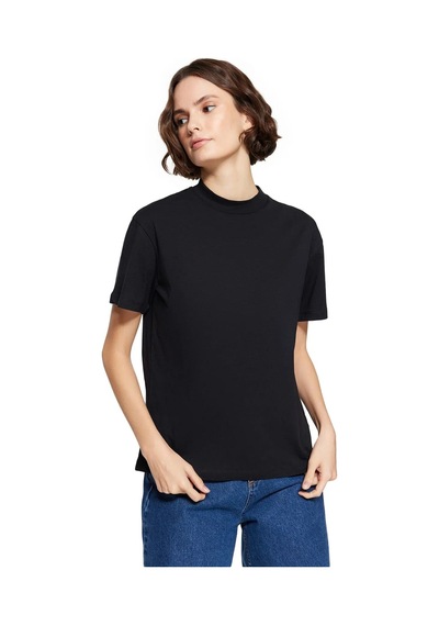 Fiolin Kadın Siyah Basic Örme T-shirt