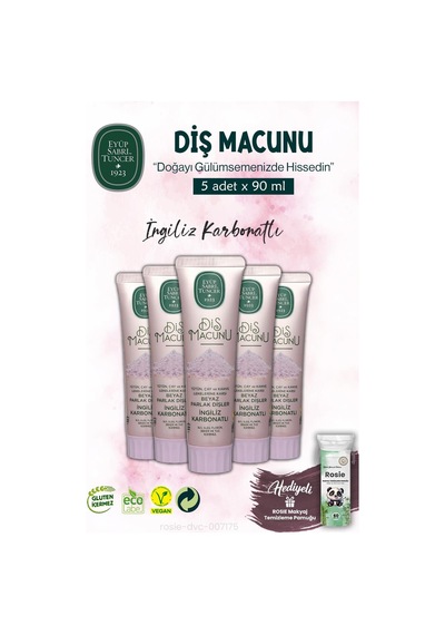 5 Adet İngiliz Karbonatı Diş Macunu 90 Ml Ve Rosıe Beyazlık