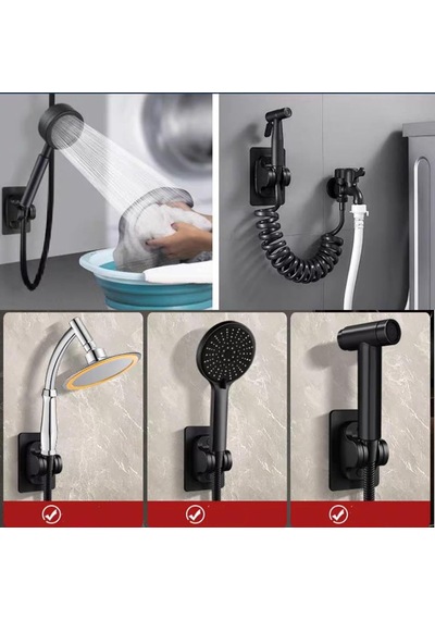 Duş Başlığı Tutucu Duş Tutucu Ayarlanabilir Duş Çubuğu Tutucu, Duş Çocuk Duşu Banyo Duşu Kendinden Yapışkanlı Duş Başlığı Tutucu Siyah Mavi