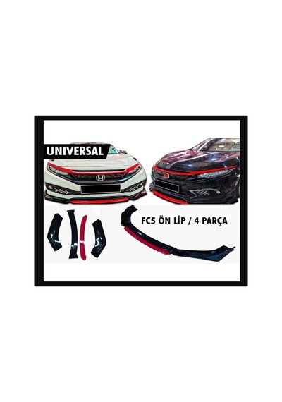 Chevrolet Cruze Uygun Universal Flaplı 4 Parça Lip Piano Black Kırmızı Dilli