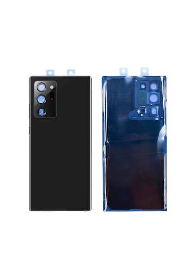 Samsung Note 20 Ultra Kamera Camlı Siyah Uyumlu Arka Kapak Batarya Kapağı Pil Kapağı Siyah