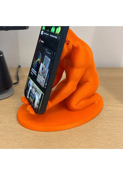3d Baskı Goril Telefon Tutucu - Kaslı Goril Masaüstü Telefon Standı-turuncu