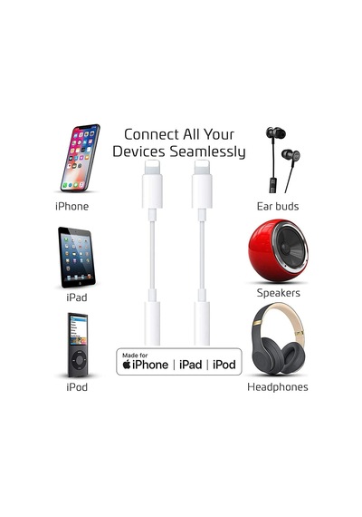 Apple Uyumlu iPhone 7 8 X 11 12 13 14 Lightning To 3.5mm Aux Jack Kulaklık Çevirici Bluetooth Gerektirmez
