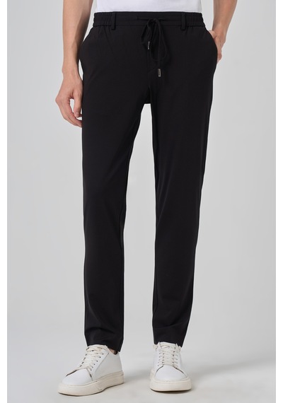 Morven Erkek Siyah Örme Trend İpli Slim Fit Jogger Pantolon 26ms003004001 Siyah