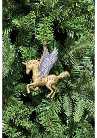 Beysüs Yılbaşı Çam Ağacı Süsü Unicorn Asma Süs Gold 10 Cm Diğer