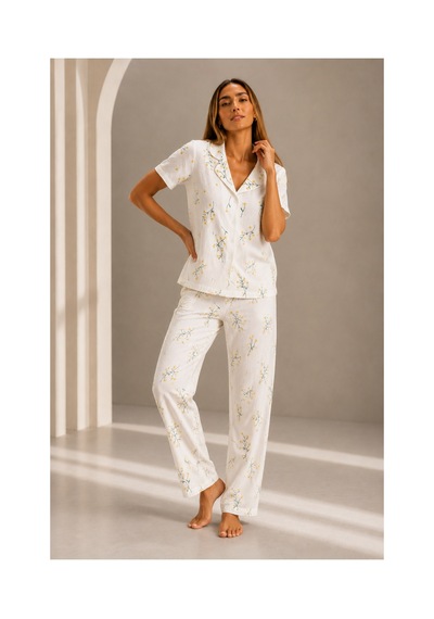Fit Women Kadın Kısa Kol Rahat Kalıp Şık Çok Renkli Pijama Takımı
