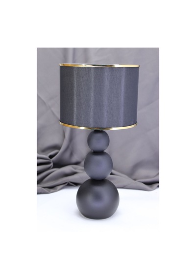 2 Adet Damla Masa Lambası Kumaş Başlık Metal Ayak Gece Aydınlatma Yatak Başı Işık Siyah