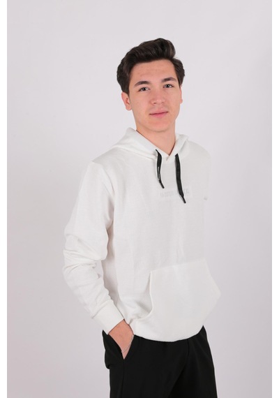Five Pocket Fp24b2124 Erkek Kapşonlu Kanguru Cepli Sweatshirt Off White