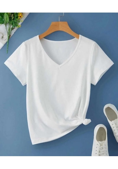 Kozia Outdoors Malkoçbey Baskisiz V Yaka Oversize Unisex Basic T-shirt Beyaz