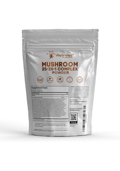 Wellness Mushroom 25 In 1 Complex -organic Powder - Focus - Immune - Energy 2000mg - 120 Servis