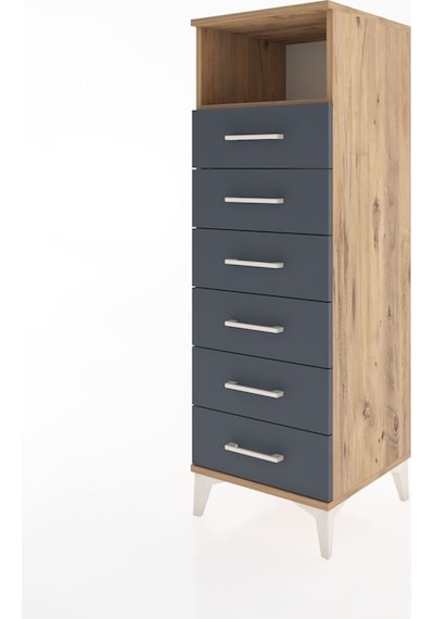 Hyperion Dolap Tek Raflı 6 Çekmeceli 44x44x134 Çam-antrasit Atlas Çam