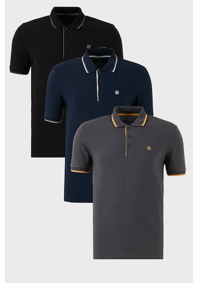 Buratti Pamuklu Slim Fit Şerit Detaylı Düğmeli Polo Yaka 3'Lü Paket Erkek T Shirt 5902118S3 Siyah-Antrasit-Lacivert Buratti Pamuklu Slim Fit Şerit Detaylı Düğmeli Polo Yaka 3'Lü Paket Erkek T Shirt 5902118S3 Siyah-Antrasit-Lacivert