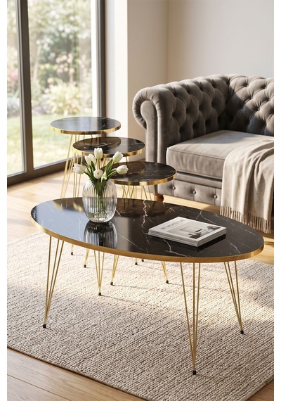 Zigon Sehpa Ve Orta Sehpa Elips Set Bendir Tel Diğer
