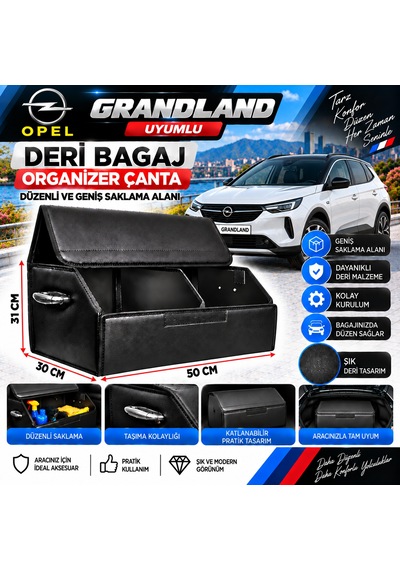 Opel Grandland Uyumlu Oto Bagaj Organizeri Deri Bagaj Kutu Çanta 1