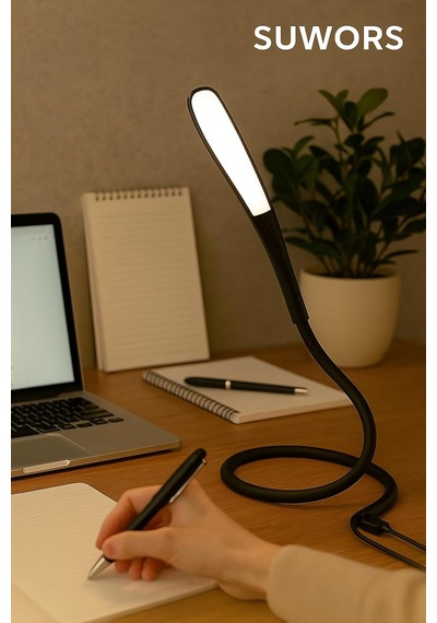 Usb Led Masa Lambası 14 Ledli, 3 Kademeli Dokunmatik Işık, Esnek Boyunlu Kitap Okuma & Ça Tek Renk