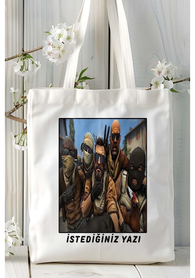 Art Hediye Counter Strike Cs 2 Csgo Oyun Baskılı Omuz Çanta Kişiye Özel Model 20 Çok Renkli