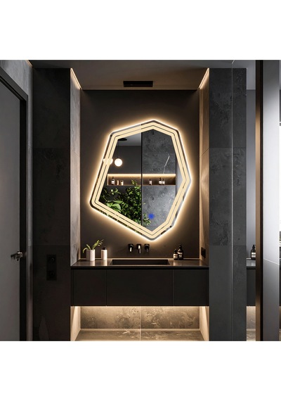 Domira Günışığı Lazer Kumlamalı Lavabo & Banyo Aynası Dokunmatik Sensörlü 60 X 50 Cm