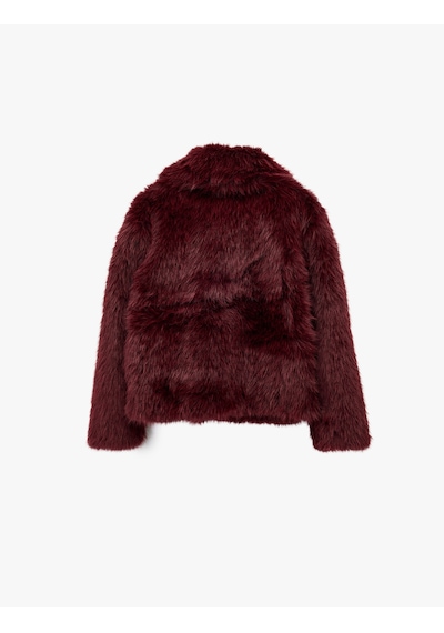 Koton Suni Kürk Mont Uzun Kollu Crop Bordo 6wak00005ew Bordo