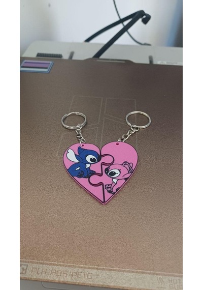 Stitch Ve Angel Aşk Sevgi Sevimli Figür Karakter Anahtarlık Çok Renkli