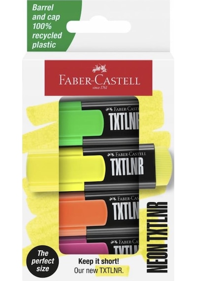 Faber Castell Fosforlu Kalem Mini Neon 4'lü Set - 154204 Çok Renkli
