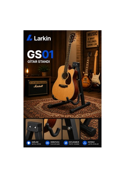 Larkin Gs01 Üst Kalite Enstrüman Gitar Standı Ayaklığı Sehpası
