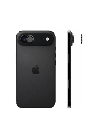Safir Lens İphone 17 Air Uyumlu Kolay Kurulum Aparatlı Alüminyum Çerçeveli 9h Kamera Lens Koruyucu Siyah