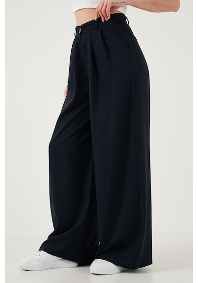 Lela Wide Leg Yüksek Bel Geniş Paça Palazzo Bayan Pantolon 5866290 Lacivert