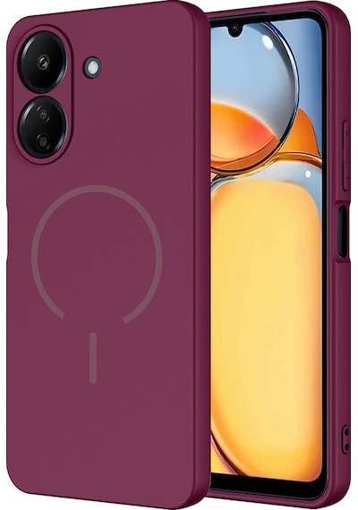 Xiaomi Redmi 13c Kılıf M-safe Şarj Özellikli Zore Meta Kapak Mürdüm