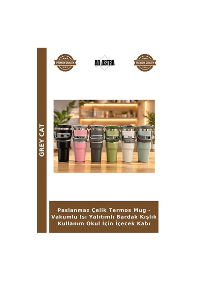 Paslanmaz Çelik Termos Mug - Vakumlu Isı Yalıtımlı Bardak Kışlık Kullanım Okul İçin İçecek Kabı Çok Renkli