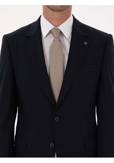 Cacharel Lacivert Slim Fit Yün Karışımlı Mono Yaka Klasik Takım Elbise Cacharel Lacivert Slim Fit Yün Karışımlı Mono Yaka Klasik Takım Elbise