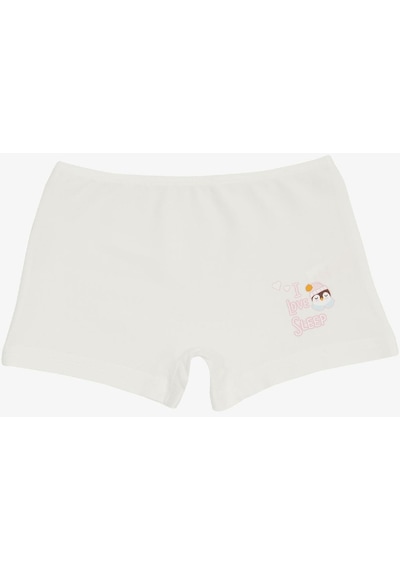 Breeze Kız Çocuk Boxer Penguen Baskılı 5-11 Yaş, Ekru-ekru Ekru