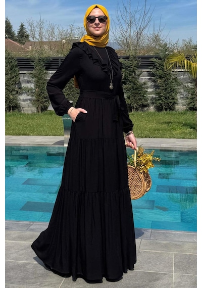 Rabia Şamlı Jale Elbise Siyah Normal