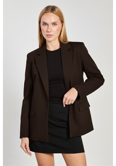 Barrels And Oıl Kadın Tek Düğmeli Blazer Ceket - Kahve Kahve