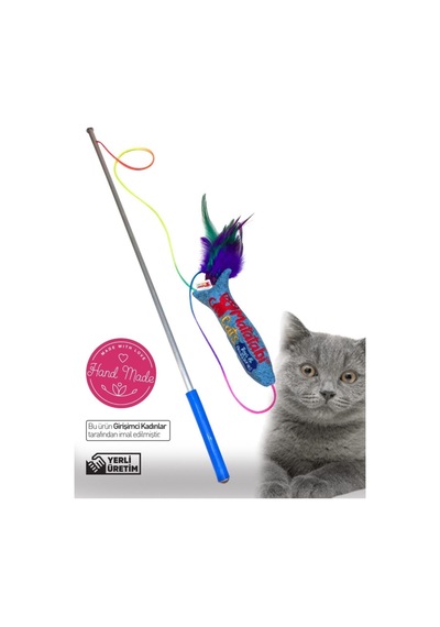 Matatabi Cats Jr.fish Sesli, Tüylü Peluş Kedi Oltası 50 Cm Kedi Oyuncağı Kedi Nanesi/otu İçermez Al.saplı