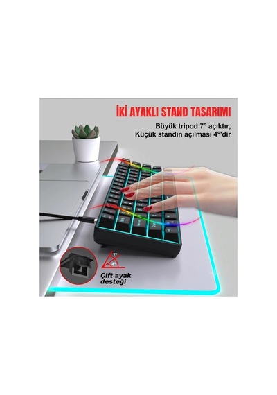 V800 68 Tuşlu Rgb Mekanik Gaming Klavye Kablolu Oyuncu Klavyesi, Mavi Switch , Ultra Kompakt E-spor Oyuncu Klavyesi