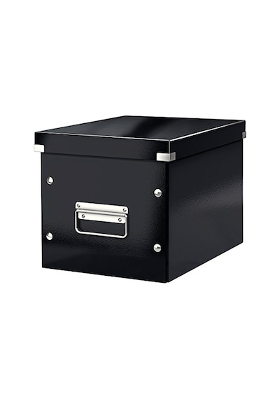 Rın Kapaklı Derin Saklama Kutusu Siyah Çelik Ahşap Minimalist 22 X 22 X 11 Cm Çok Renkli