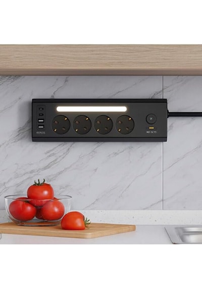Led Işıklı 4 Lü Priz 2 Usb 2 Type-c Girişli Akım Korumalı Anahtarlı Masaüstü Priz 1 - 3 M