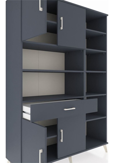 Hyperion Dolap 10 Raflı Tek Çekmeceli 4 Kapaklı 132x44x195 Antrasit-antrasit/antrasit Antrasıt/antrasıt Hyperion Dolap 10 Raflı Tek Çekmeceli 4 Kapaklı 132x44x195 Antrasit-antrasit/antrasit Antrasıt/antrasıt