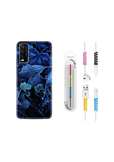 Vivo Y20 Kılıf Kablo Koruyuculu Blue Foid 1628